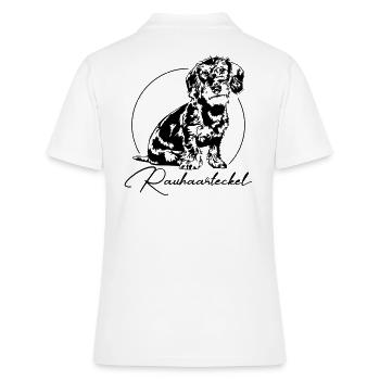 RAUHAARTECKEL Teckel Jagdhunde Jagdhund Wilsigns - Frauen Polo Shirt - Weiß - Hinten - Ailine (174cm)