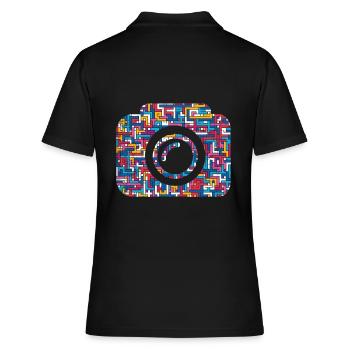 Kamera Fotokamera Linse - Frauen Polo Shirt - Schwarz - Hinten - Ailine (174cm)