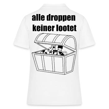Alle droppen, keiner lootet - Frauen Polo Shirt - Weiß - Hinten - Ailine (174cm)