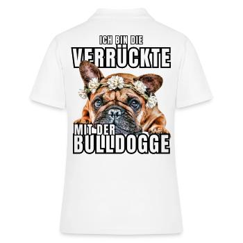 Je suis le FOU avec le chien bouledogue CHIENS - Polo Femme - blanc - Dos - Ailine (174cm)