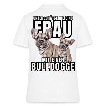NE SOUS-ESTIMEZ JAMAIS UNE FEMME avec Bulldog Dog DOG - Polo Femme - blanc - Dos - Ailine (174cm)