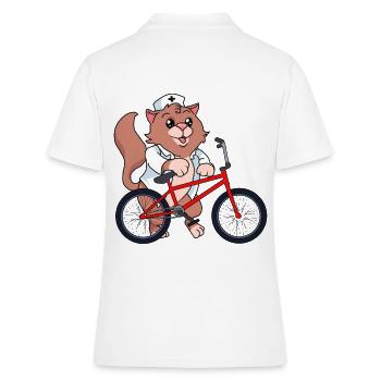 Krankenschwester Katze Notruf BMX Einsatz Rad Arzt - Frauen Polo Shirt - Weiß - Hinten - Ailine (174cm)