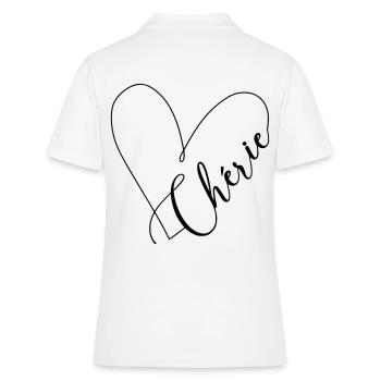 Cherie Nom Ligne de cœur - Polo Femme - blanc - Dos - Ailine (174cm)