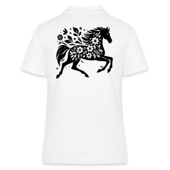 Fleurs De Silhouette De Cheval - Polo Femme - blanc - Dos - Ailine (174cm)