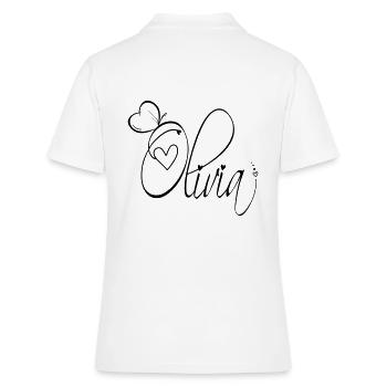 Olivia Name Vorname Mädchen Kalligrafie Dekor - Frauen Polo Shirt - Weiß - Hinten - Ailine (174cm)