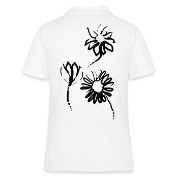 Fleurs dessinées à la main - Polo Femme - blanc - Dos - Ailine (174cm)