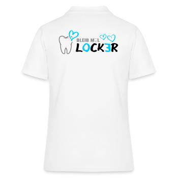 Bleib mal LOCKER - Zahn - Herz - Frauen Polo Shirt - Weiß - Hinten - Ailine (174cm)
