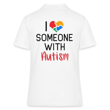 J'aime l'autisme autiste coeur puzzle fils fille - Polo Femme - blanc - Dos - Ailine (174cm)
