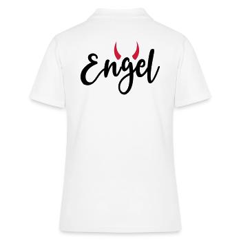 Kleiner Engel + Teufel Hörner launisch lieb frech - Frauen Polo Shirt - Weiß - Hinten - Ailine (174cm)