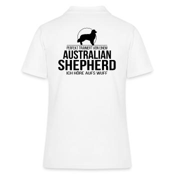 AUSTRALIAN SHEPHERD ich höre aufs wuff Wilsigns - Frauen Polo Shirt - Weiß - Hinten - Ailine (174cm)