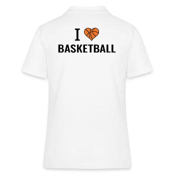J’aime basket basket-ball idée cadeau - Polo Femme - blanc - Dos - Ailine (174cm)