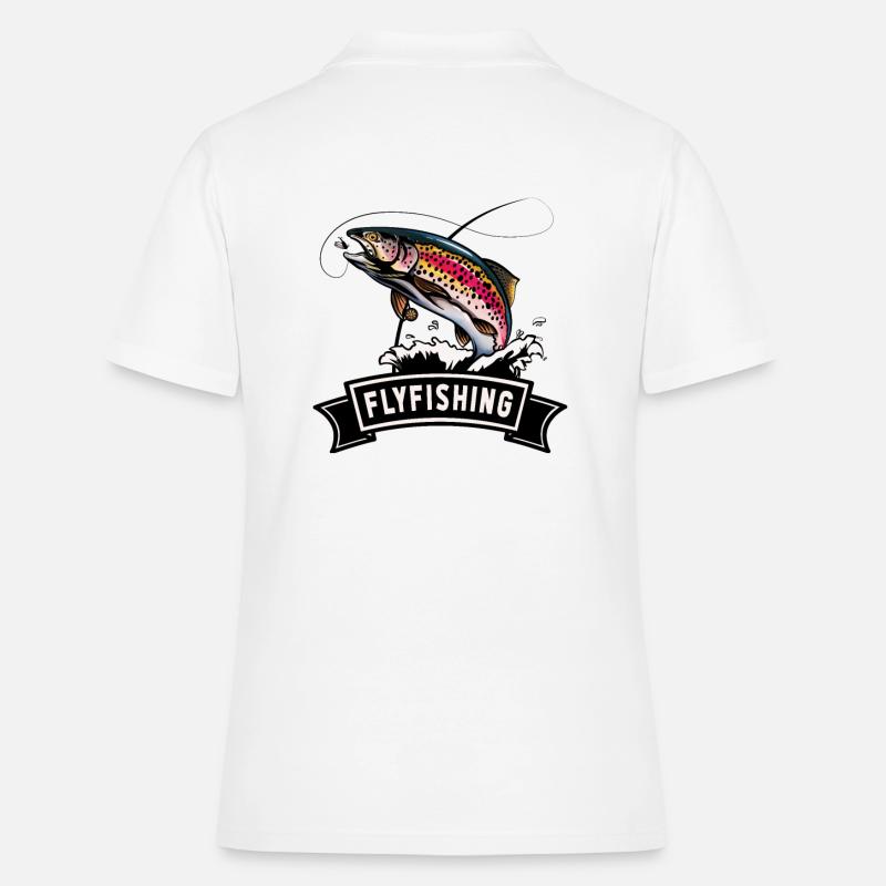 Camicia da pescatore - Trota - Pesca a mosca - Trota - Polo donna - bianco