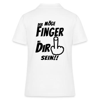 Mittelfinger - Frauen Polo Shirt - Weiß - Hinten - Ailine (174cm)