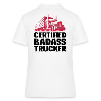 Certified badass trucker - Frauen Polo Shirt - Weiß - Hinten - Ailine (174cm)
