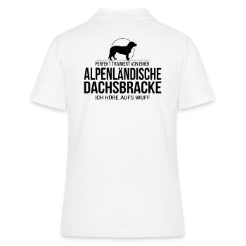 ALPENLÄNDISCHE DACHSBRACKE wuff - Frauen Polo Shirt - Weiß - Hinten - Ailine (174cm)