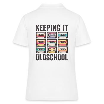 80s 90s Cassette Mixtape Retro Funny - Women's Polo Shirt - white - Back - Ailine (174cm)
