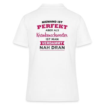 Lustiger Krankenschwester Spruch Krankenpflegerin - Frauen Polo Shirt - Weiß - Hinten - Ailine (174cm)
