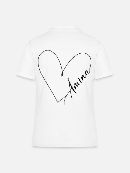 Amina Nom Ligne de Coeur - Polo Femme - blanc