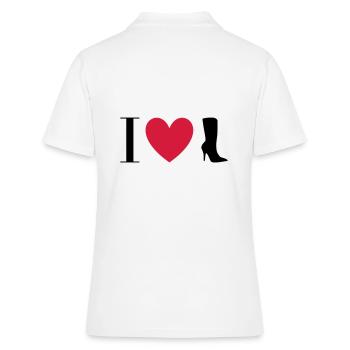 ★ Designfarben änderbar ★ I love Stiefel - Frauen Polo Shirt - Weiß - Hinten - Ailine (174cm)