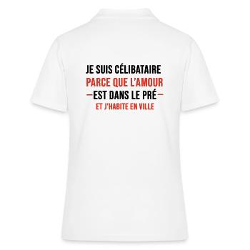je suis célibataire parce que l'amourcadeau humour - Polo Femme - blanc - Dos - Ailine (174cm)