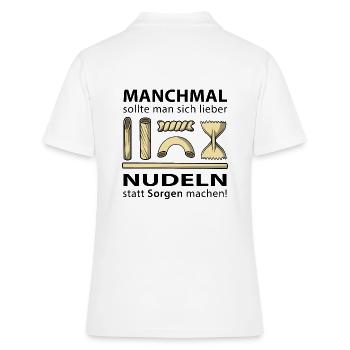Nudeln statt Sorgen machen - Frauen Polo Shirt - Weiß - Hinten - Ailine (174cm)