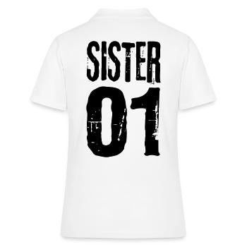 Sister 01 Schwester 02 Schwestern Freundinnen cool - Frauen Polo Shirt - Weiß - Hinten - Ailine (174cm)