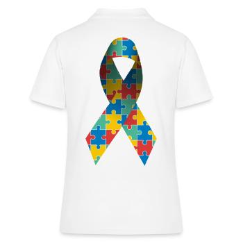 Ruban de sensibilisation à l’autisme et au syndrome d’Asperger - Polo Femme - blanc - Dos - Ailine (174cm)