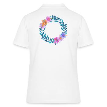 Blumenkranz Blumen Blume Blumenranke Hibiskus - Frauen Polo Shirt - Weiß - Hinten - Ailine (174cm)