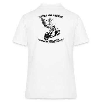 N’allez jamais plus vite que votre ange gardien ne peut voler - Polo Femme - blanc - Dos - Ailine (174cm)