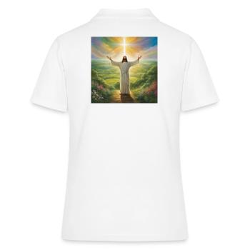 Jesus, katholischer Jesus Christus - Frauen Polo Shirt - Weiß - Hinten - Ailine (174cm)