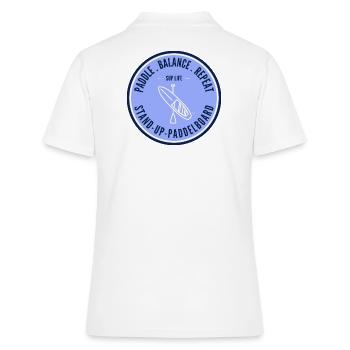 SUP Life – Badge de paddleboard debout en bleu - Polo Femme - blanc - Dos - Ailine (174cm)