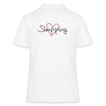 coeur de shopping j'adore le cadeau - Polo Femme - blanc - Dos - Ailine (174cm)