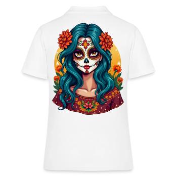 Mexikanerin Dia de los Muertos Zuckerschädel - Frauen Polo Shirt - Weiß - Hinten - Ailine (174cm)