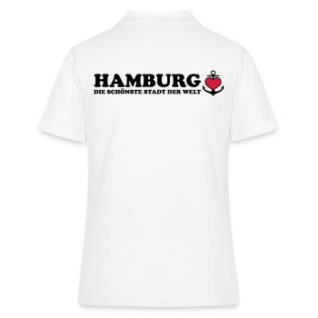 Hamburg Die schönste Stadt der Welt / Anker 2c - Frauen Polo Shirt - Weiß - Hinten - Ailine (174cm)