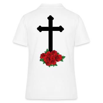 Rosen Trauer Tod Kreuz Beerdigung Jenseits Grab - Frauen Polo Shirt - Weiß - Hinten - Ailine (174cm)
