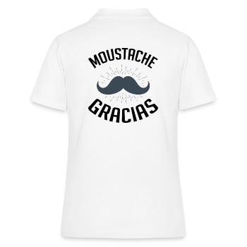 moustache gracias cadeau humour blagues drôles - Polo Femme - blanc - Dos - Ailine (174cm)
