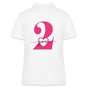 Ziffer Zwei 2 mit Herz - Frauen Polo Shirt - Weiß - Hinten - Ailine (174cm)