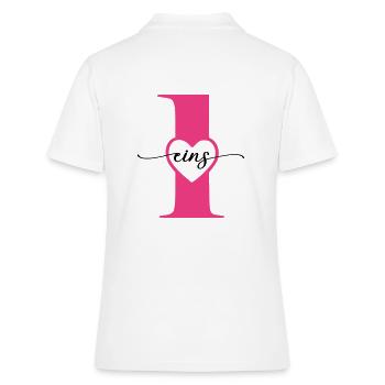 Ziffer Eins 1 mit Herz - Frauen Polo Shirt - Weiß - Hinten - Ailine (174cm)