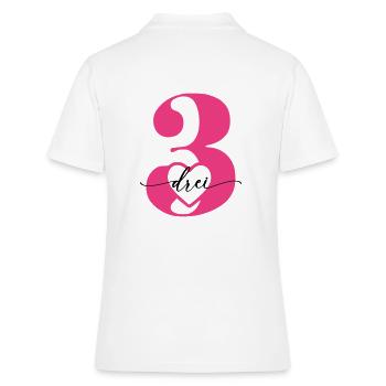 Digit Three 3 with Heart - Women's Polo Shirt - white - Back - Ailine (174cm)