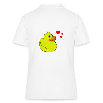 Quietscheente Valentinstag - Frauen Polo Shirt - Weiß - Hinten - Ailine (174cm)