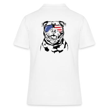 STAFFORDSHIRE BULL TERRIER Amérique Flag Chiens - Polo Femme - blanc - Dos - Ailine (174cm)