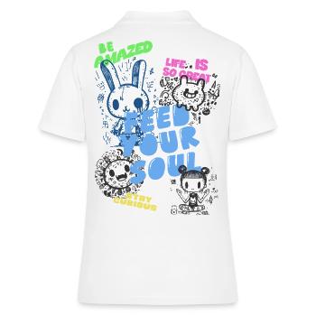 Feed your soul - Frauen Polo Shirt - Weiß - Hinten - Ailine (174cm)