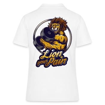 Bodybuilder Muskel Löwe lüge dein Schmerz Spruch - Frauen Polo Shirt - Weiß - Hinten - Ailine (174cm)