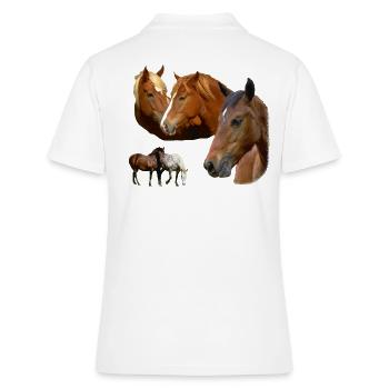 Chevaux Étalon sauvage et jument Tête de cheval et poneys - Polo Femme - blanc - Dos - Ailine (174cm)