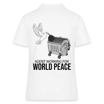 Agent working for World Peace - Frauen Polo Shirt - Weiß - Hinten - Ailine (174cm)