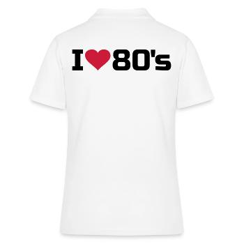I love 80s 80s 80s 80s heart music - Women's Polo Shirt - white - Back - Ailine (174cm)