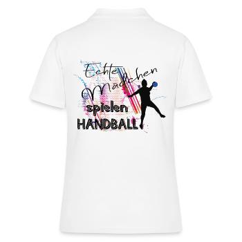 Echte Mädchen spielen Handball - Frauen Polo Shirt - Weiß - Hinten - Ailine (174cm)