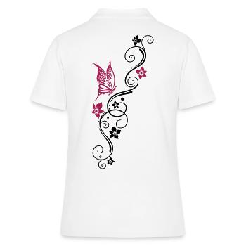 Tribal Butterfly Flower Ornament - Women's Polo Shirt - white - Back - Ailine (174cm)