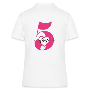Ziffer Fünf 5 mit Herz - Frauen Polo Shirt - Weiß - Hinten - Ailine (174cm)