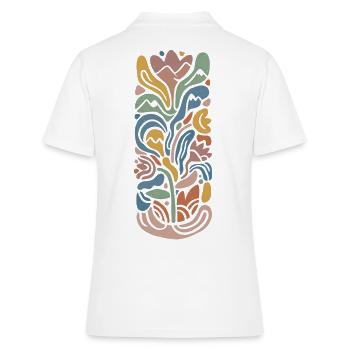 Abstract Blossom - Frauen Polo Shirt - Weiß - Hinten - Ailine (174cm)